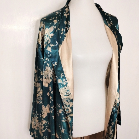 FLORAL TEAL SATIN ROBE - Picture 10 of 11